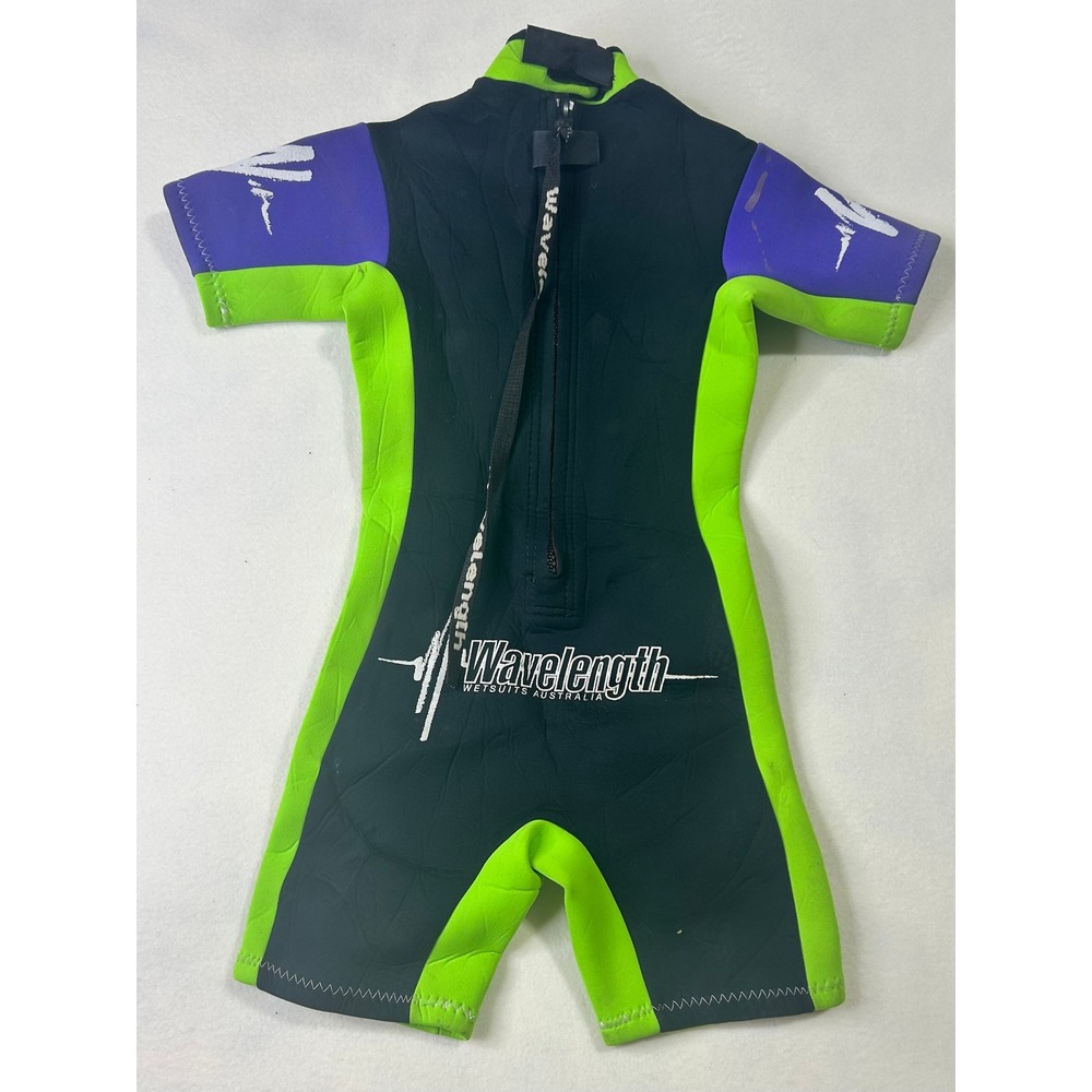 Vintage Wavelength Wetsuits Australia Neon Shorty Spring Suit Size 12 Kids Black - Picture 5 of 5